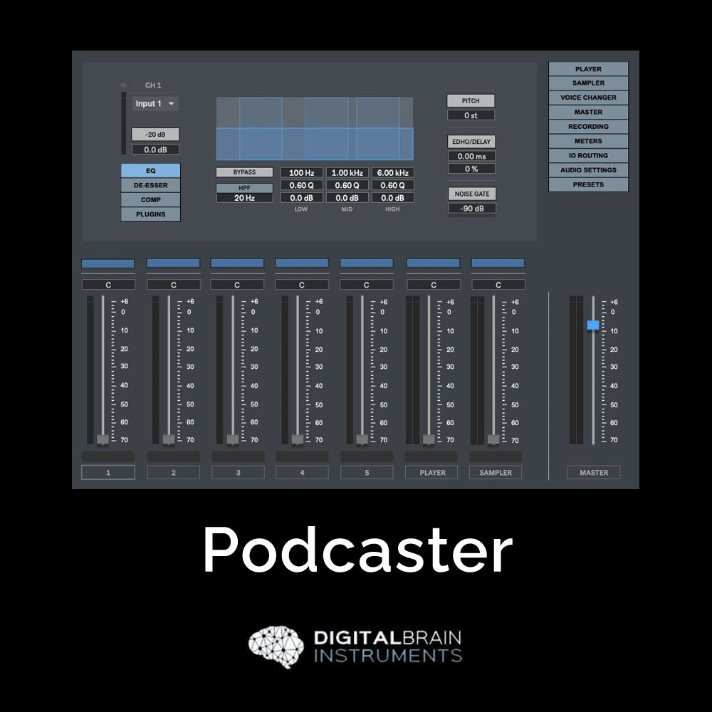Digital Brain Instruments Podcaster - Podcasting Streaming & Broadcasting Mixer