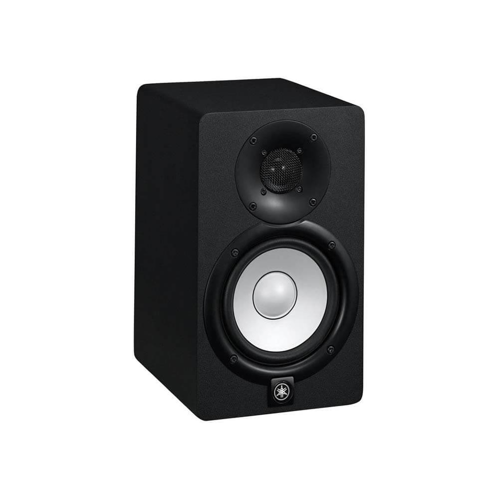 Yamaha HS5 Powered Studio Monitor Pair Black Bundled with a Pair of Height Adjustable Speaker Stands and 2 x 15-Ft XLR Cables