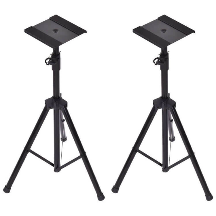 Yamaha HS7 7-Inch Powered Studio Monitor Speaker Black (Pair) with Height Adjustable Speaker Stands, Monitor Isolation Pads, and XLR Cables