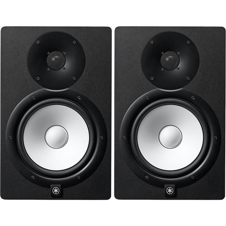 Yamaha HS8 8-Inch Powered Studio Monitor Speaker Black (Pair) with Height Adjustable Speaker Stands, Monitor Isolation Pads, and XLR Cables