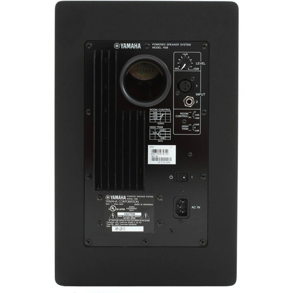 Yamaha HS8 8-Inch Powered Studio Monitor Speaker Black (Pair) with Studio Reference Headphones , High Density Studio Monitor Isolation Pads (Pair), 2 x 10-Foot TRS to XLR Cables, and 2 x 20-Foot XLR Cables