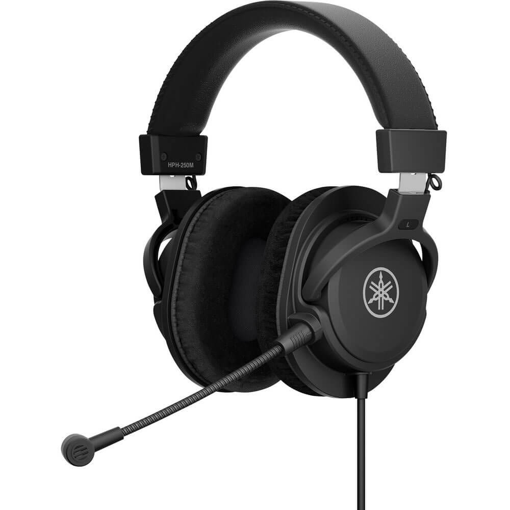 Yamaha HPH-250M Compact Closed-Back Headphones with Boom Microphone Black