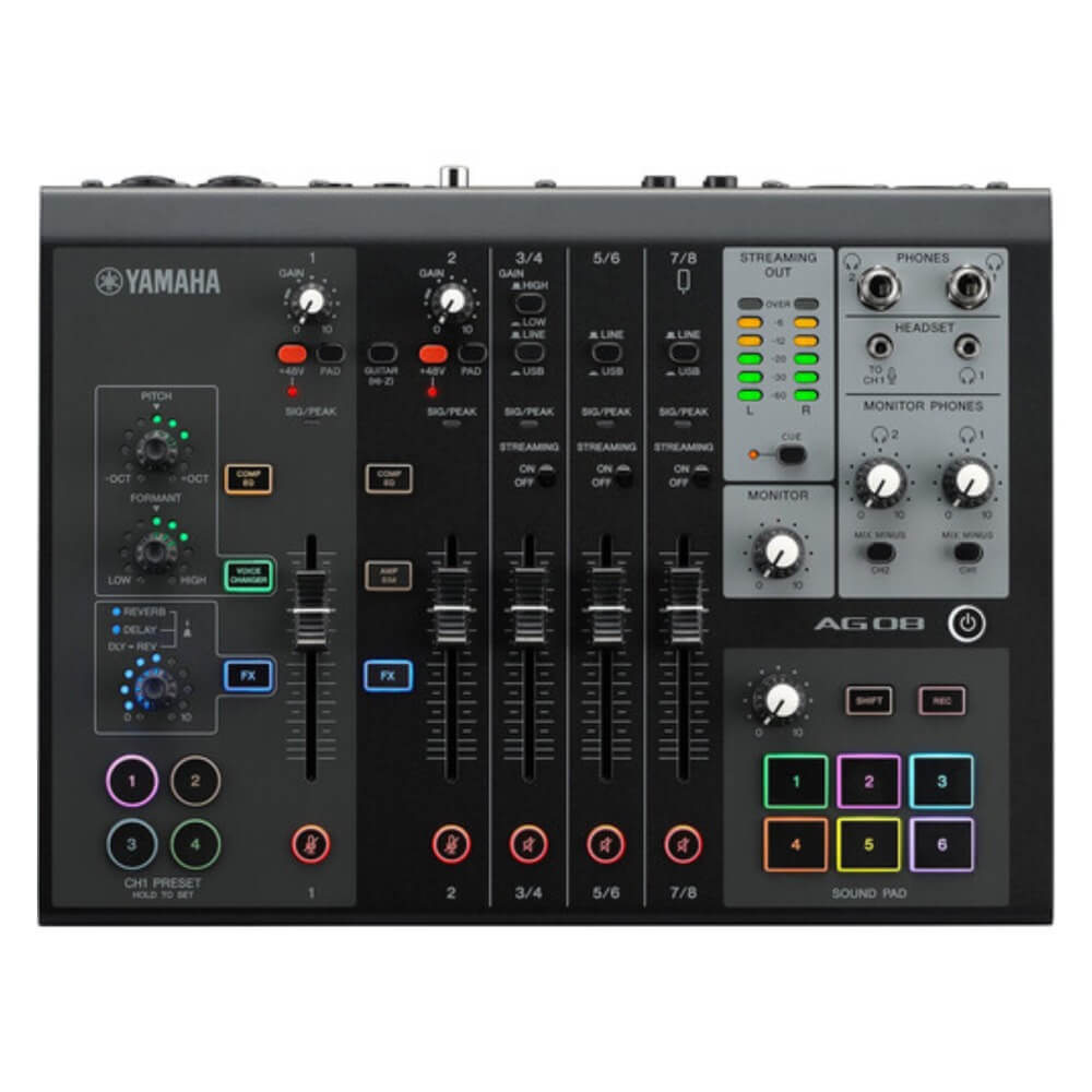 Yamaha AG08 Live Streaming Mixer8-Channel Mixer USB Interface Black