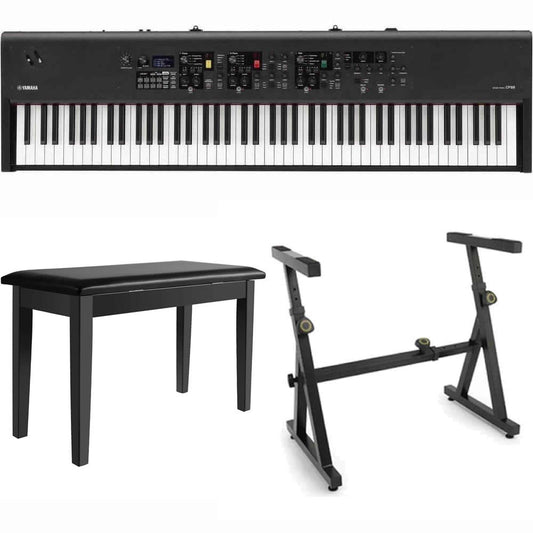 Yamaha CP88 88-Key Stage Piano Bundle with Heavy Duty Z-Stand, and Black Padded Piano Bench