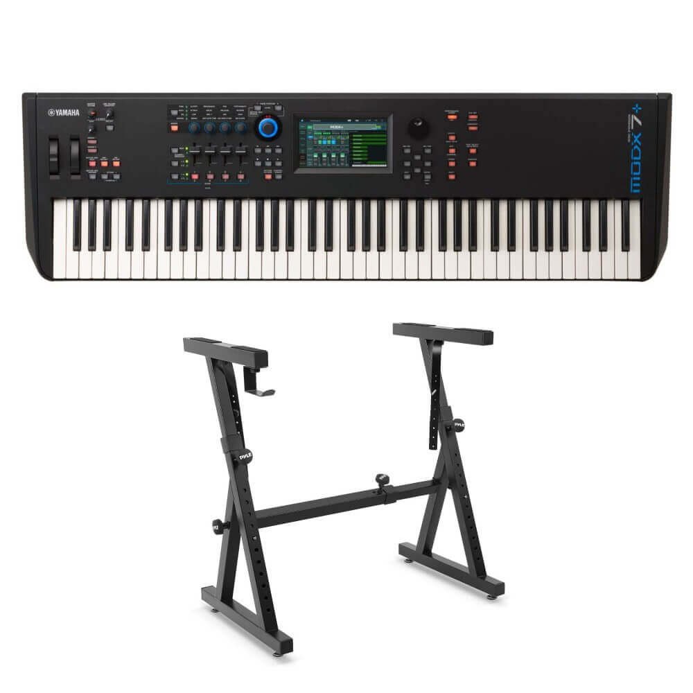 Yamaha MODX7+ 76-Key Semi-Weighted Action Keyboard Synthesizer with Heavy Duty Z-Style Keyboard Stand