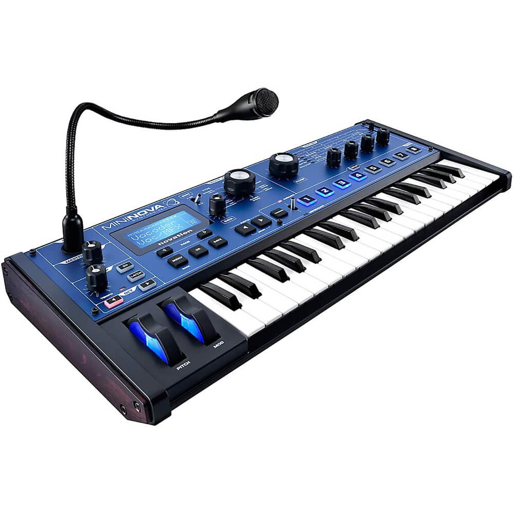 Novation MiniNova 37-Mini-Key Compact Synthesizer Bundle with 1 x USB Cable, 2 x 10Ft Instrument Cables, On-Ear Stereo Headphones, and Genesis Tech Polishing Cloth