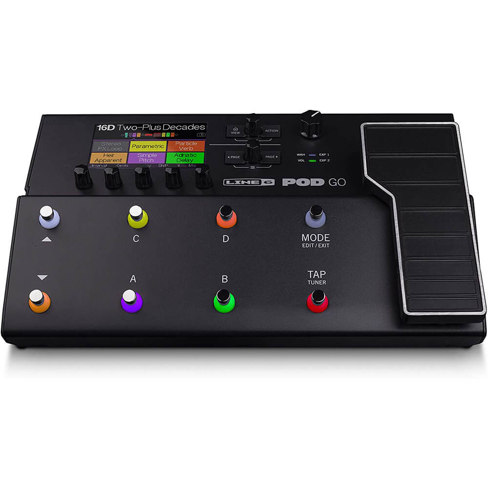 Line 6 Pod Go Guitar Multi-effects Floor Processor with 2 x  10-FT Guitar Cables, Clip on Electric Tuner, and Polishing Cloth