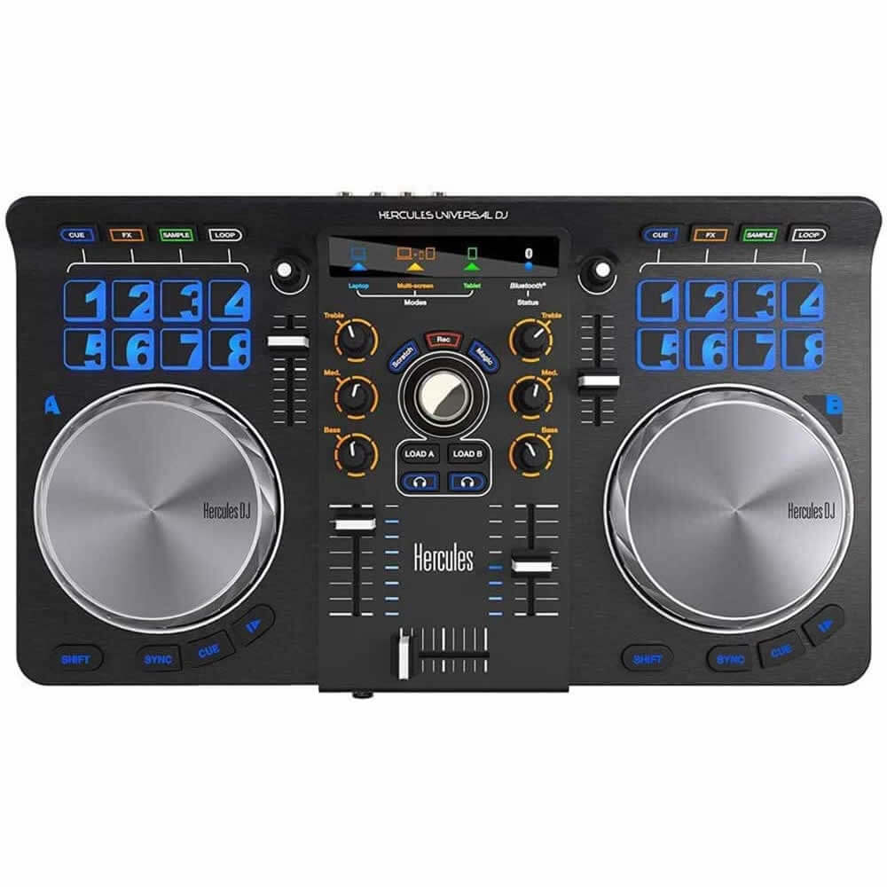 Hercules Universal DJ Bluetooth DJ Software Controller Bundle with On-Ear Stereo Headphones, and Genesis Tech Polishing Cloth