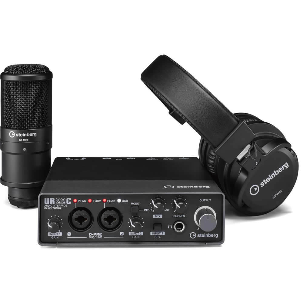 Steinberg UR22C 2-In 2-Out USB 3.0 Recording Pack with Audio Interface,  Cubase AI Software, Headphones and Microphone