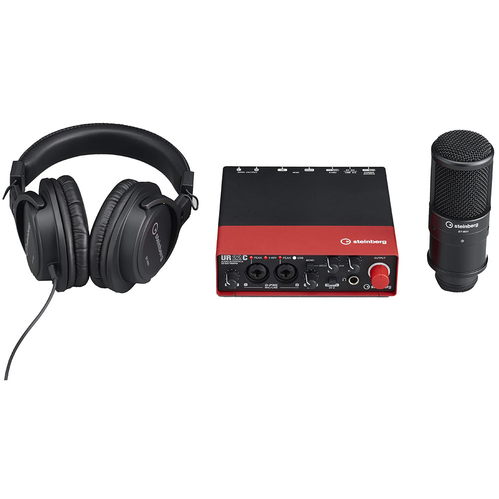 Steinberg UR22C RD Recording Pack 2-In 2-Out USB 3.0 Audio Interface, Cubase AI Software, Headphones and Microphone Red