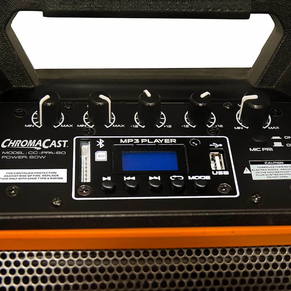 ChromaCast Portable 60 watt Rechargeable Bluetooth PA Speaker with Microphone CC-PPA-60