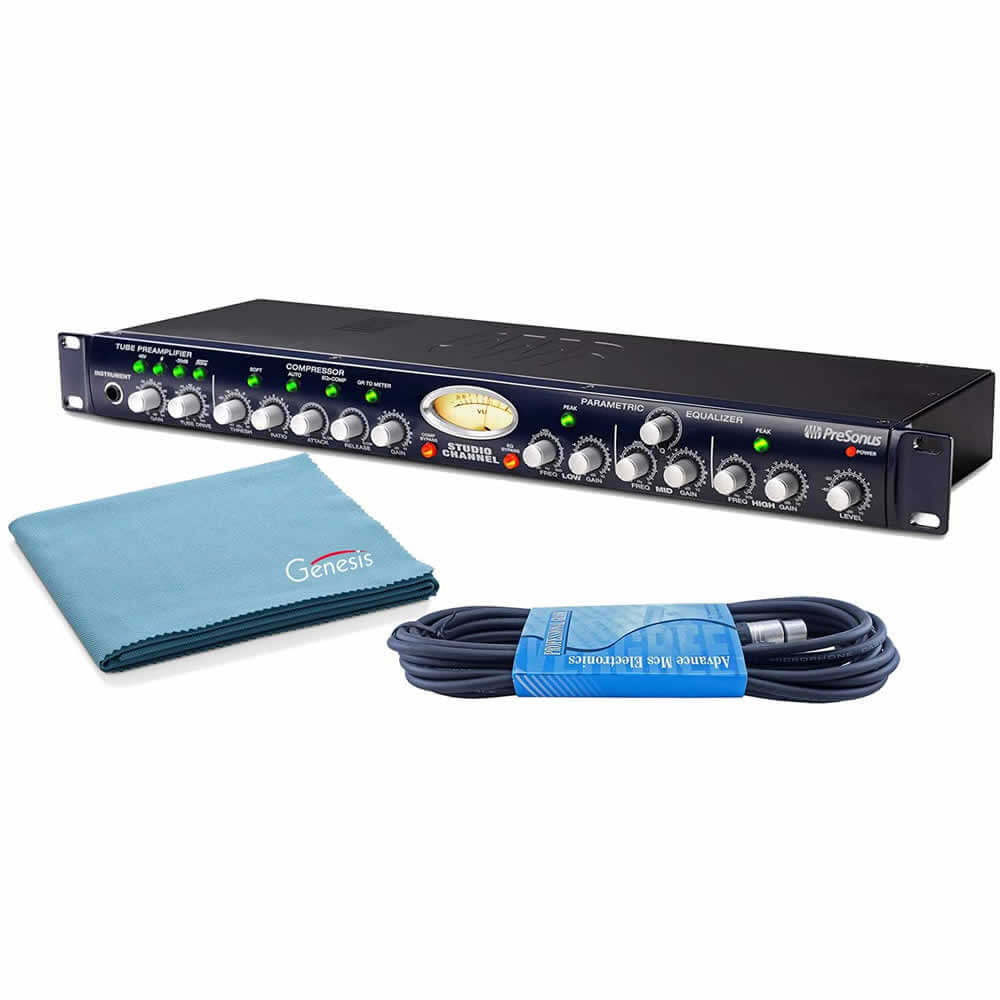 Presonus Studio Channel Vacuum-Tube Channel Strip Bundle with 1 x 15ft XLR Cable and Genesis Tech Polishing Cloth
