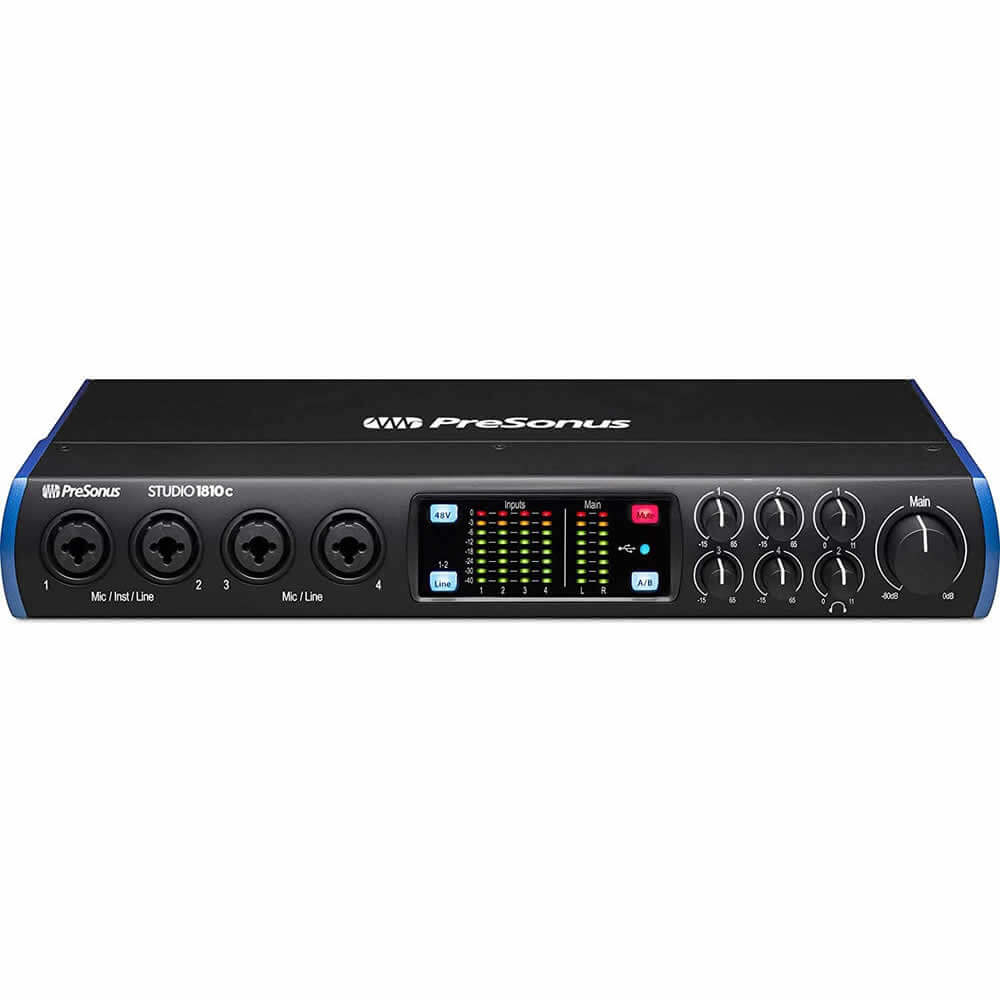 PreSonus Studio 1810c 18x8 USB Type-C Audio/MIDI Interface Bundle with 1 x 15ft XLR Cable and Genesis Tech Polishing Cloth