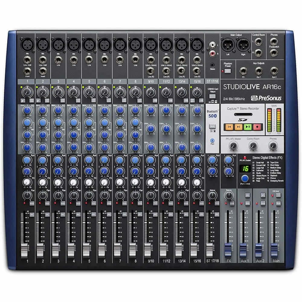 PreSonus StudioLive AR16C 18-Channel Hybrid Performance and Recording Mixer Bundled with 4 x 15ft XLR Cables