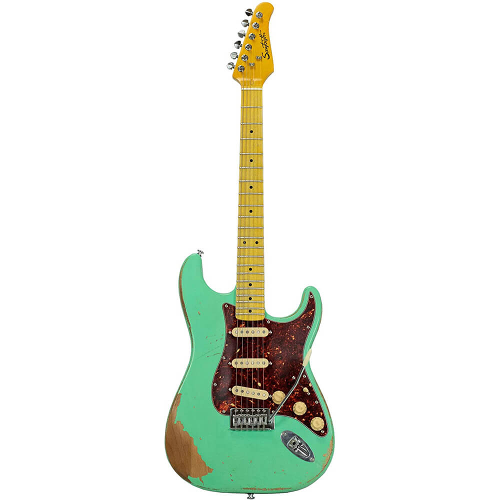 Sawtooth ES Relic Electric Guitar Surf Green with Tortoise Pickgard and Pro Series Gig Bag ST-ESAR-SGRT
