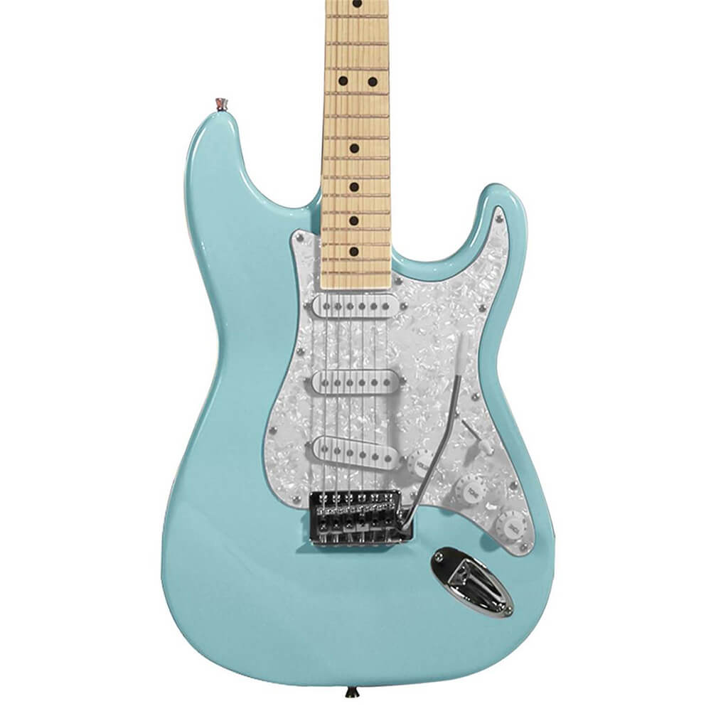 Sawtooth Strat Style Electric Guitar Daphne Blue with Pearl White Pickguard ST-ES-DBLP
