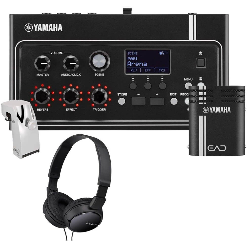 Yamaha EAD10 Electronic Acoustic Drum Module with Yamaha DT-50S Metal Body, Dual-Zone Acoustic Snare/Tom Trigger and On-Ear Stereo Headphones