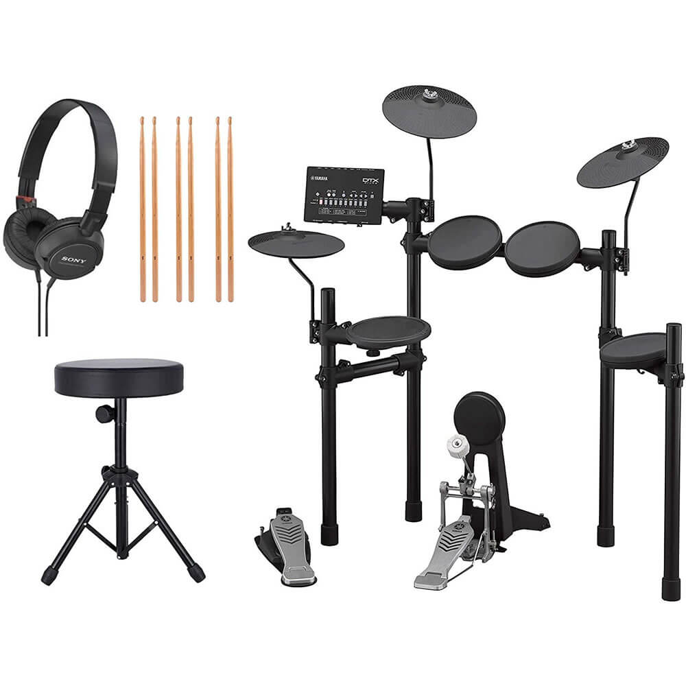 Yamaha DTX452K Electronic Drum Kit with Adjustable Height Padded Drum  Throne, 3-Pairs of Drumsticks, and On-Ear Stereo Headphones