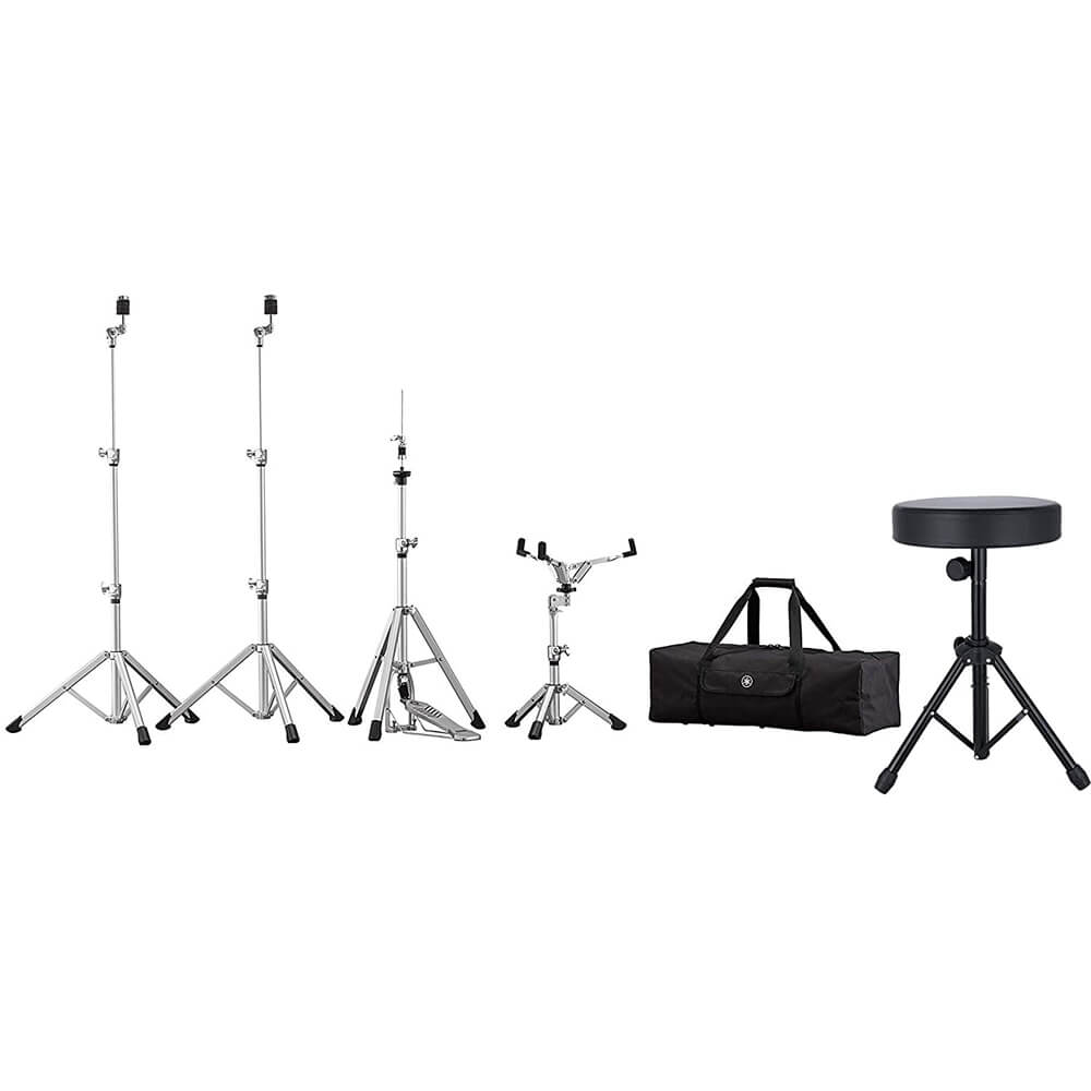 Yamaha HW3 Crosstown Advanced Lightweight Hardware Pack Bundle with Height Adjustable Universal Drum Throne