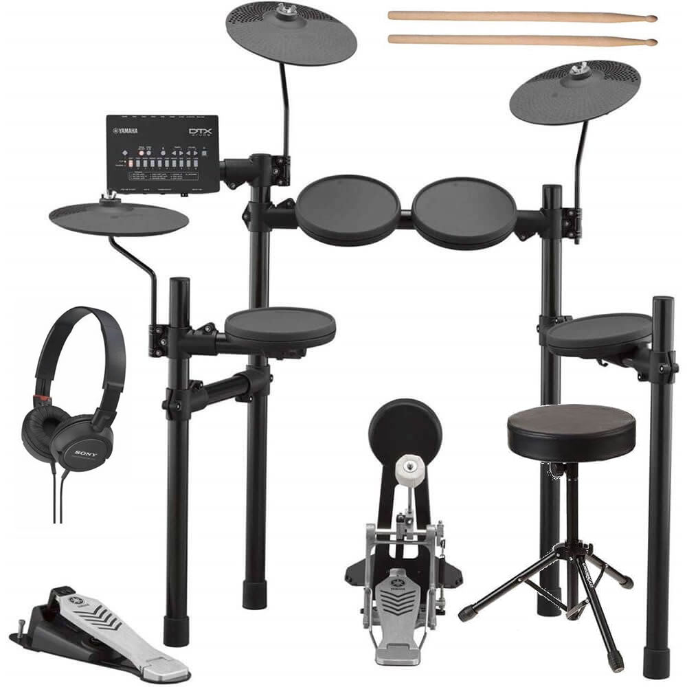 Yamaha DTX432K Electronic Drum Set with Adjustable Height Drum Throne, On-Ear Stereo Headphones, and a Pair of Drumsticks