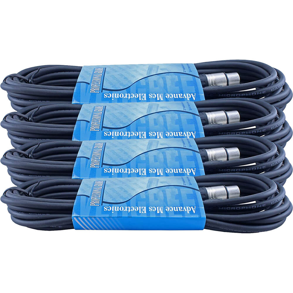 XLR Microphone Cables Male to Female 20-Foot (4 Pack)