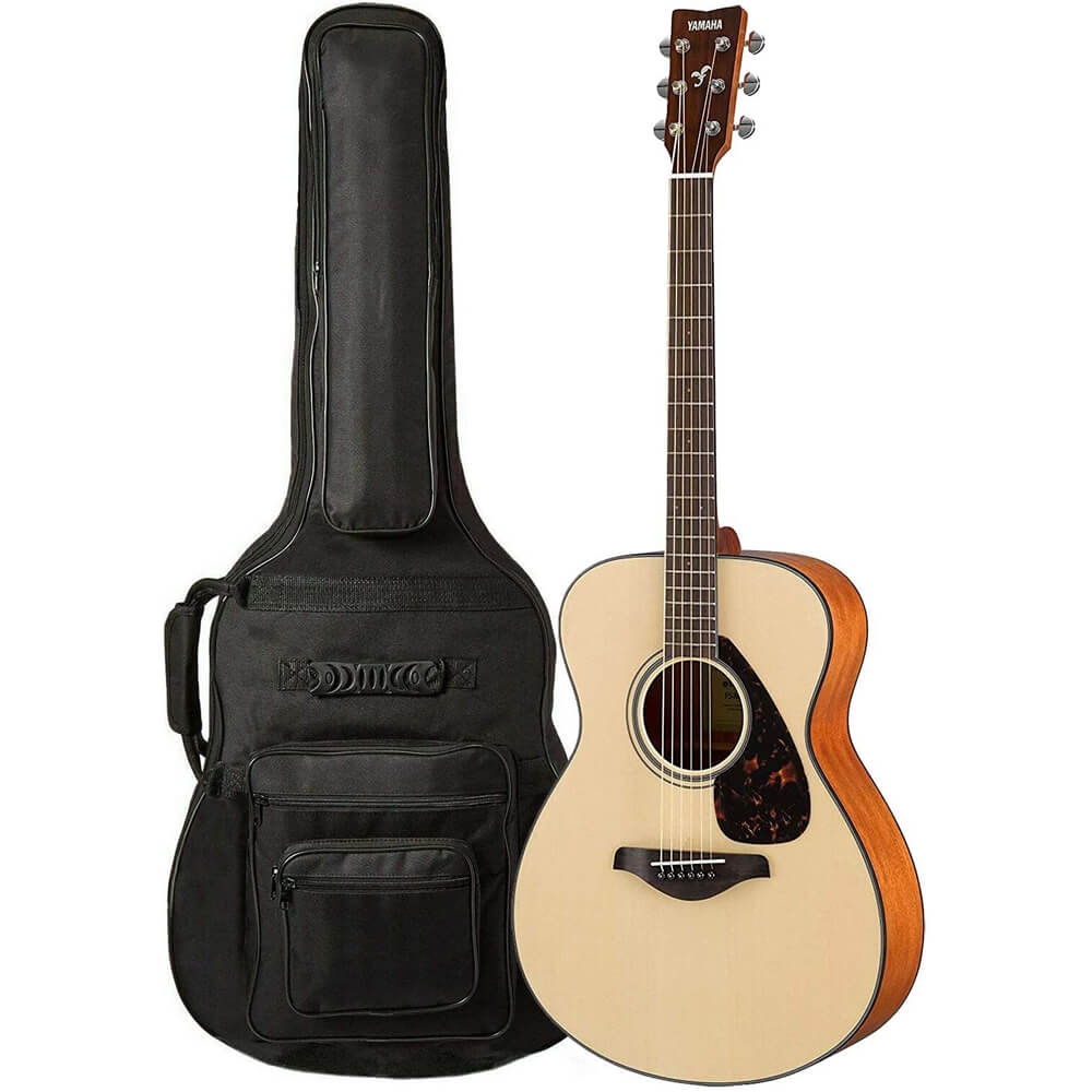 Yamaha FS800 Small Body Acoustic Folk Guitar Natural Bundle with Padded, 6-Pocket Guitar GigBag