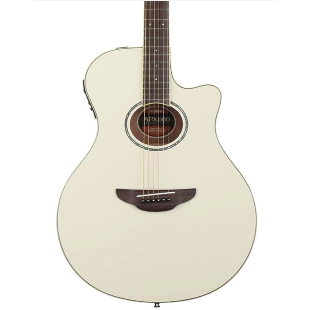Yamaha APX600 Thinline Cutaway Acoustic Electric Guitar (Vintage White) Bundle with Guitar Lab Accessory Kit