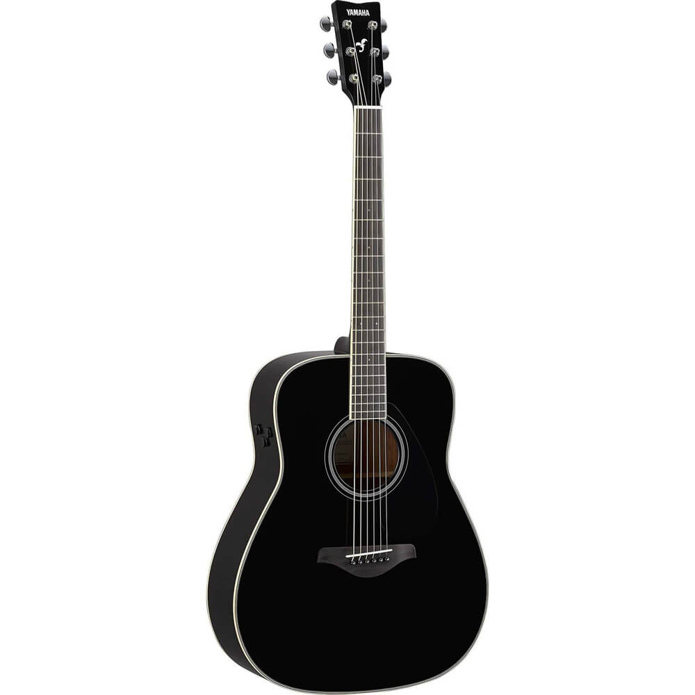 Yamaha FG-TA BL TransAcoustic Dreadnought Acoustic-Electric Guitar Black Bundled with FREE Premium Gig Bag, Stand, Tuner, Strap, Guitar Picks, String Winder and Polishing Cloth