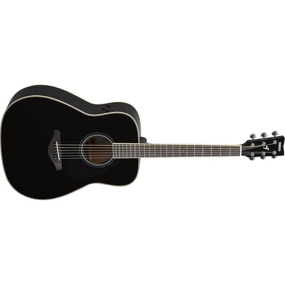 Yamaha FG-TA BL TransAcoustic Dreadnought Acoustic-Electric Guitar Black Bundled with FREE Premium Gig Bag, Stand, Tuner, Strap, Guitar Picks, String Winder and Polishing Cloth