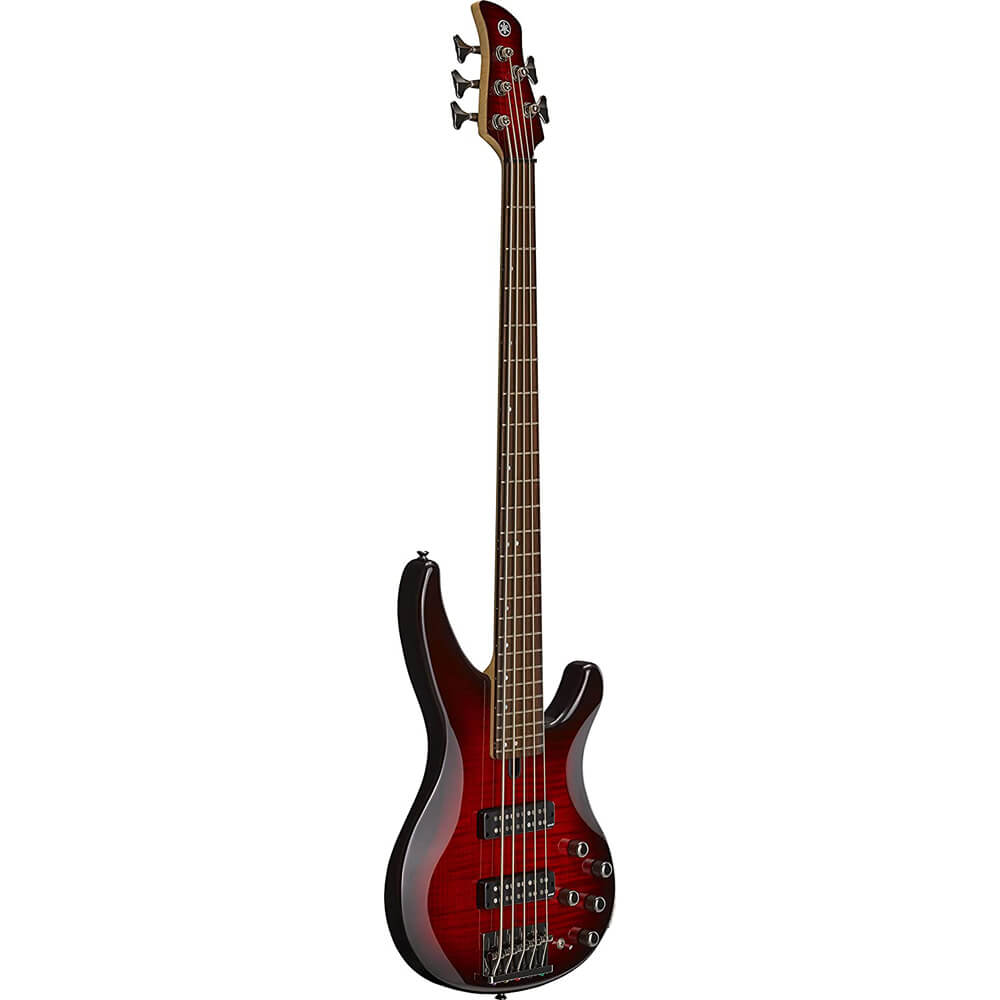 Yamaha TRBX605FM DRB 5-String Electric Bass Dark Red Burst Bundle with Gigbag, Stand, Tuner, Strap, Guitar Picks, String Winder and Polishing Cloth