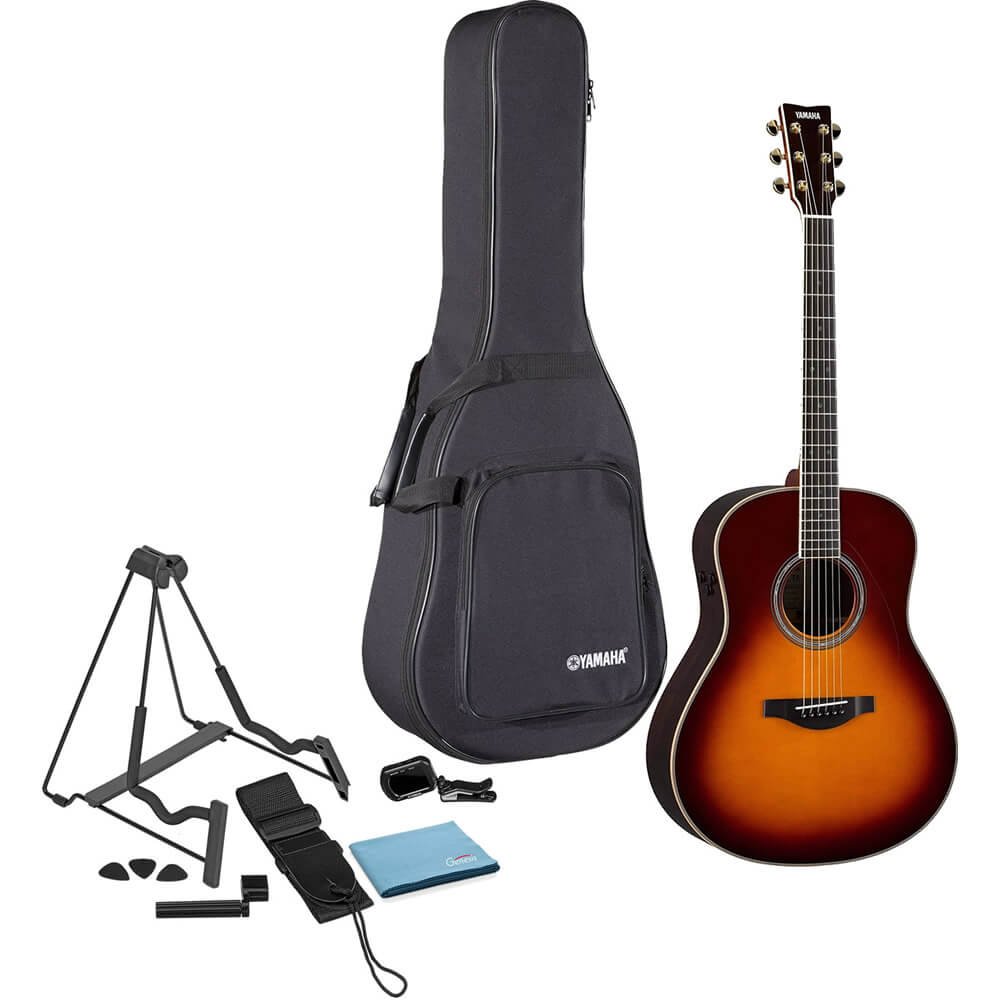 Yamaha LL-TA BS TransAcoustic Dreadnought Acoustic-Electric Guitar Brown  Sunburst with Gigbag, Stand, Tuner, Strap, Guitar Picks, String Winder and 