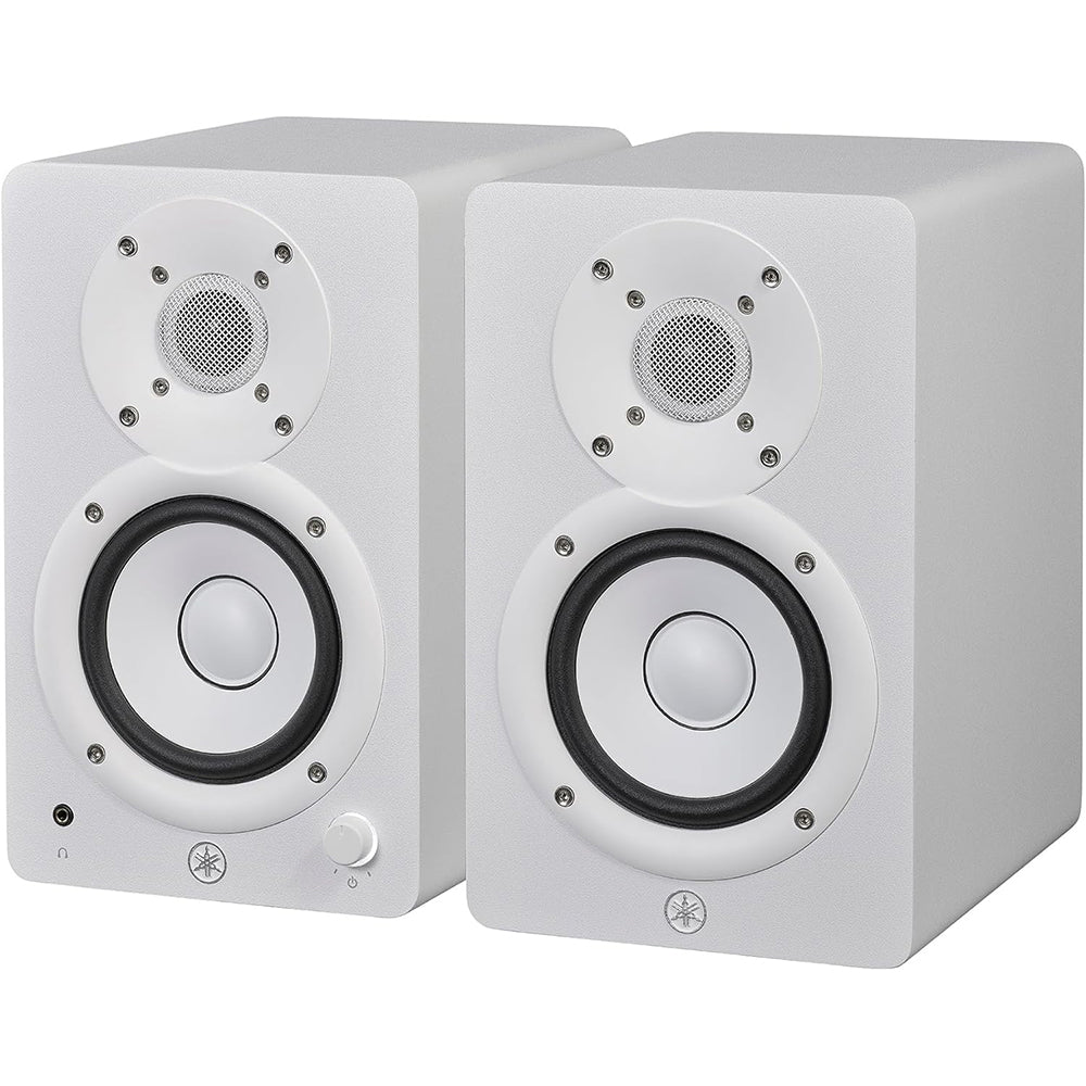 Yamaha HS4W 4.5" Powered Studio Monitors Pair White Bundle with 2 XLR Cables