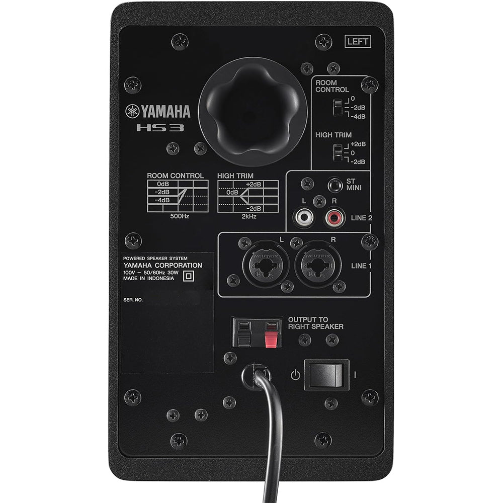 Yamaha HS3B 3.5" Powered Studio Monitors Pair Black Bundle with 2 XLR Cables