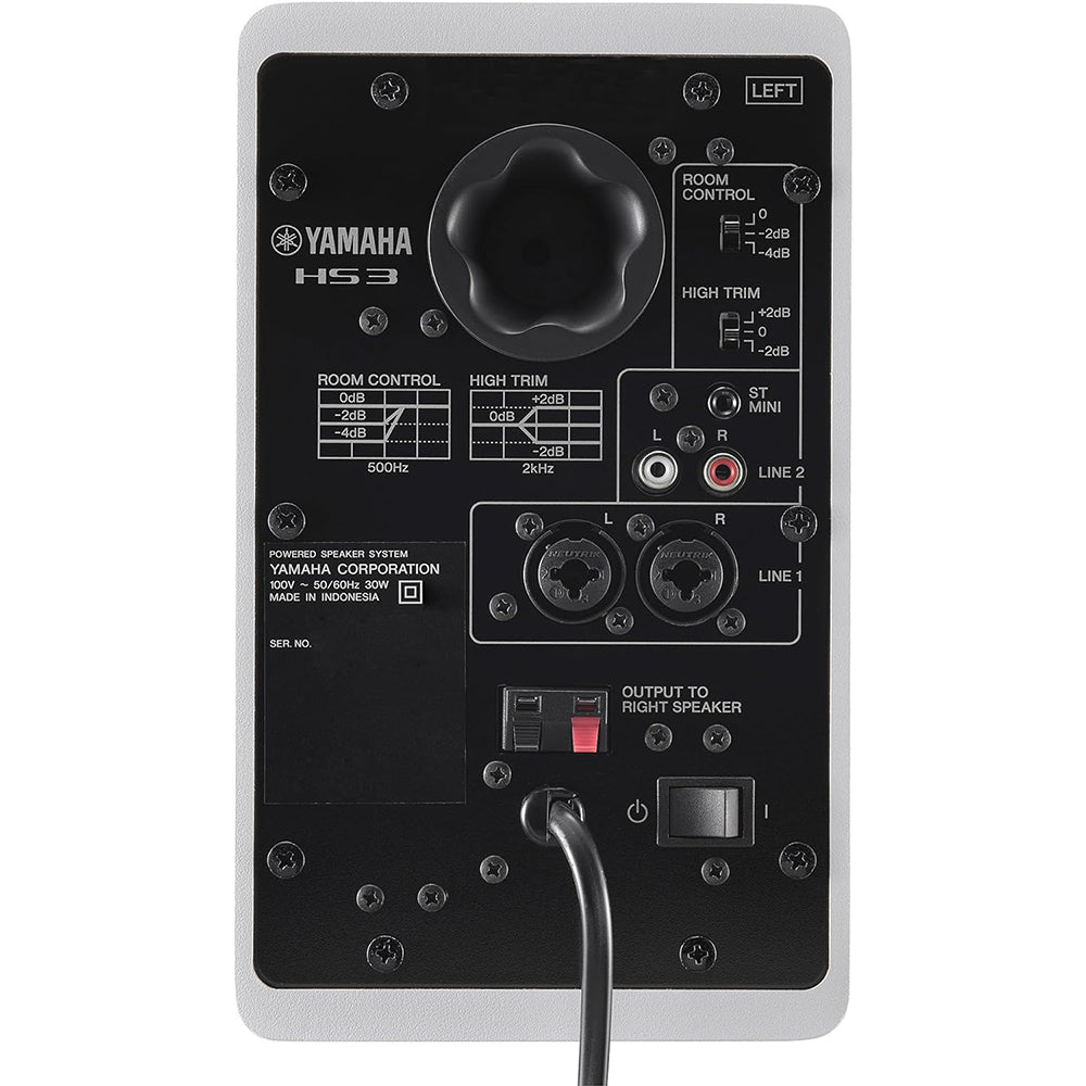 Yamaha HS3W 3.5" Powered Studio Monitors Pair White Bundle with 2 XLR Cables