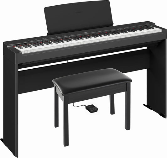 P225BLB Bundle with P225B Digital Piano, L200 Piano Stand, and BB1 Piano Bench - Black