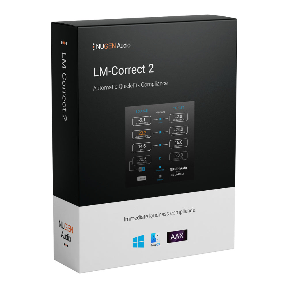 NUGEN LM-Correct 2 Plugin -  Instant Loudness Compliance, True Peak, and DynApt LRA