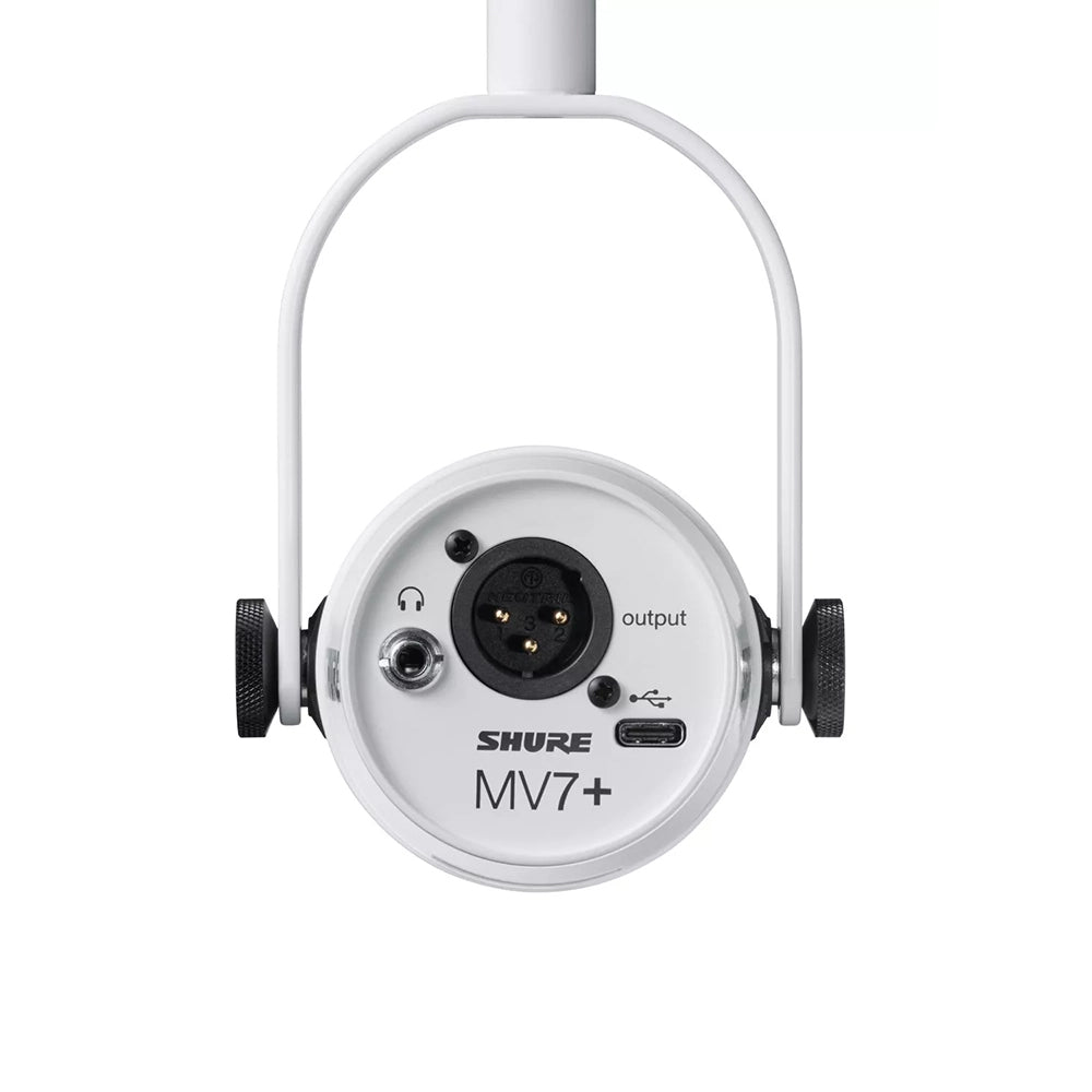 Shure MV7 Plus Podcast Mic White USB-C / XLR Outs LED Touch DSP (MV7-PLUS-W-U)
