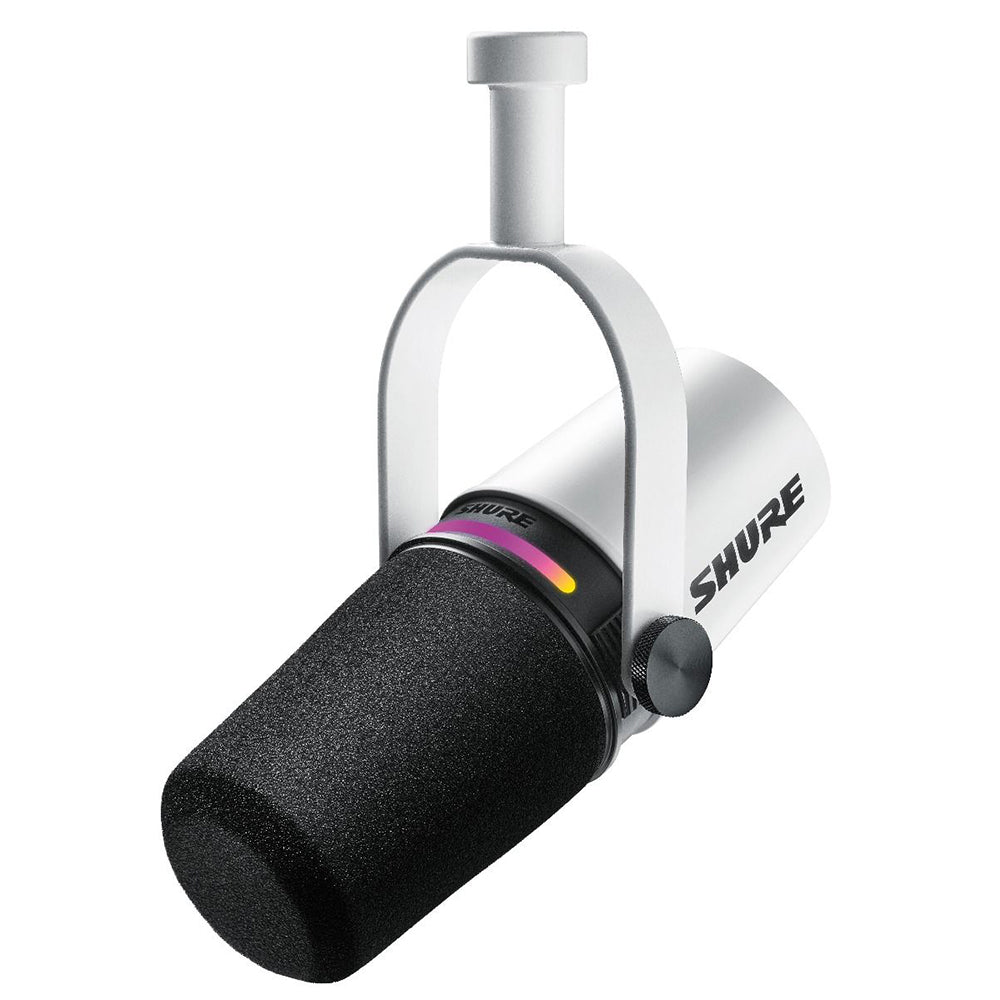 Shure MV7 Plus Podcast Mic White USB-C / XLR Outs LED Touch DSP (MV7-PLUS-W-U)