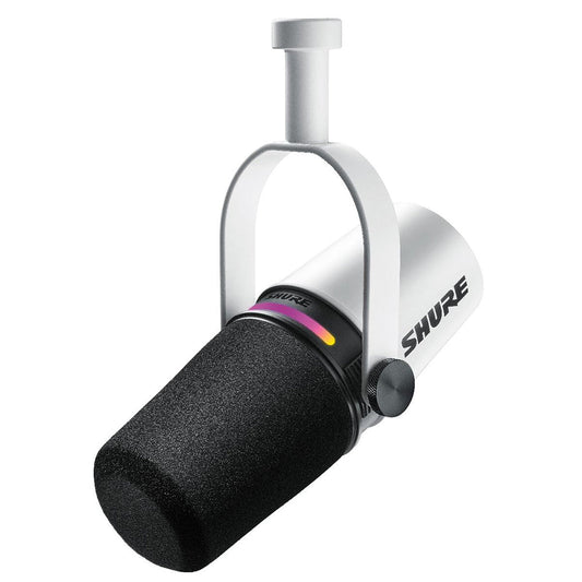 Shure MV7 Plus Podcast Mic White USB-C / XLR Outs LED Touch DSP (MV7-PLUS-W-U)