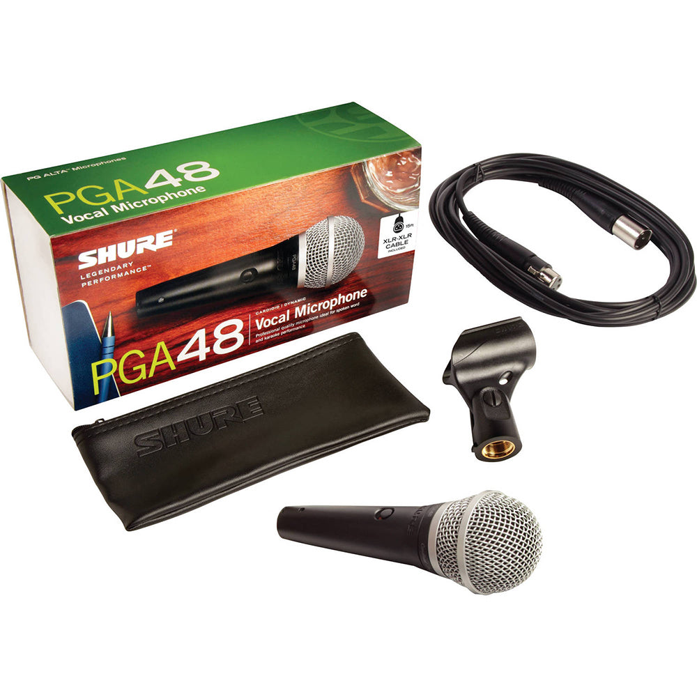 Shure PGA48-XLR Cardioid Dynamic Vocal Microphone. XLR Cable Included