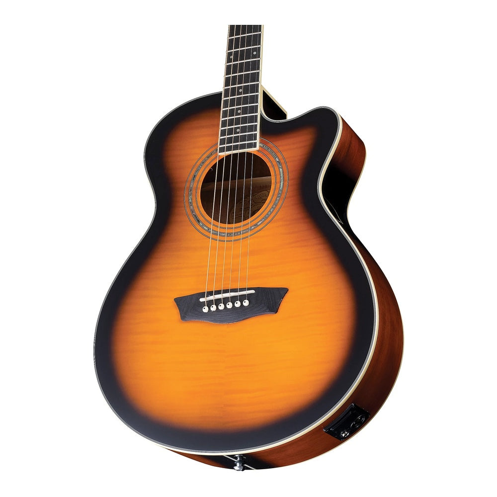 Washburn EA15 Festival Series Mini Jumbo Cutaway Acoustic Electric Guitar - Tobacco Burst