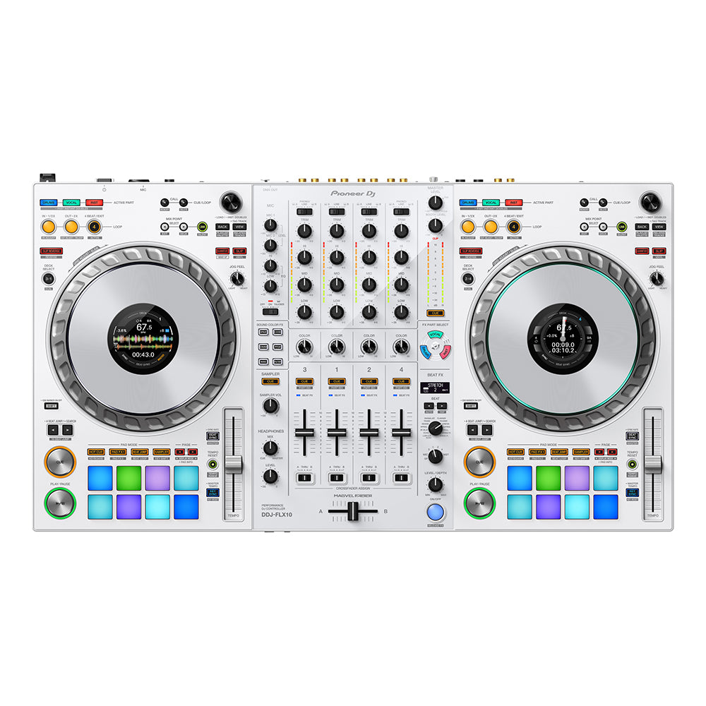 Pioneer DJ 4-Channel White Controller for Rekordbox & Serato DJ Pro DDJ-FLX10-W