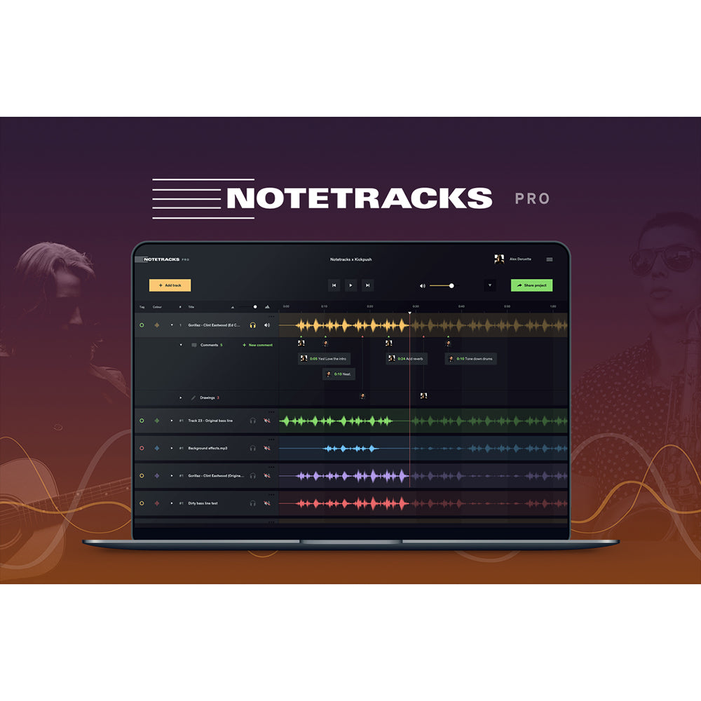 Notetracks Pro 1-Year Prepaid Subscription - Audio Review and Collaboration Software