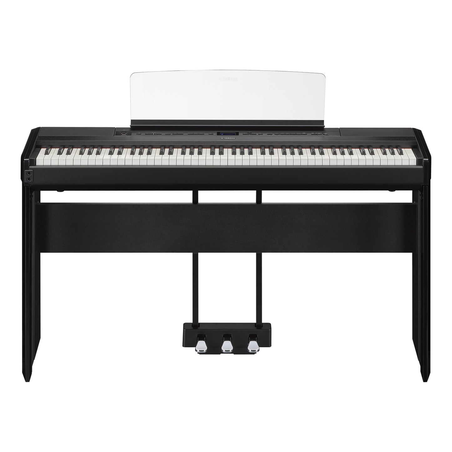 Yamaha P525B 88-Key Portable Digital Piano Black with L515 Stand & LP1 3-Pedal Unit