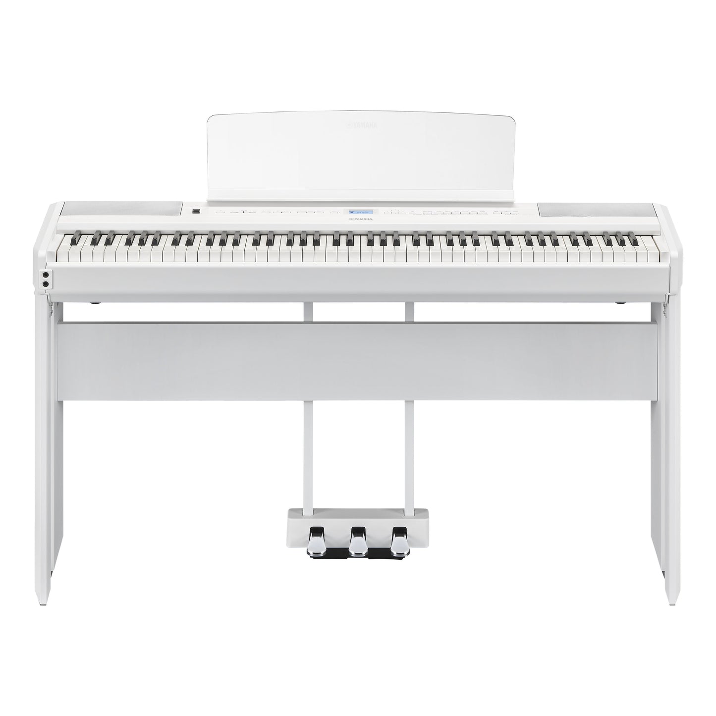 Yamaha P525WH 88-Key Portable Digital Piano White with L515 Stand & LP1 3-Pedal Unit