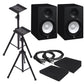 Yamaha HS7 7-Inch Powered Studio Monitor Speaker Black (Pair) with Height Adjustable Speaker Stands, Monitor Isolation Pads, and XLR Cables