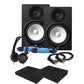 Yamaha HS8 8-Inch Powered Studio Monitor Speaker Black (Pair) with Studio Reference Headphones , High Density Studio Monitor Isolation Pads (Pair), 2 x 10-Foot TRS to XLR Cables, and 2 x 20-Foot XLR Cables