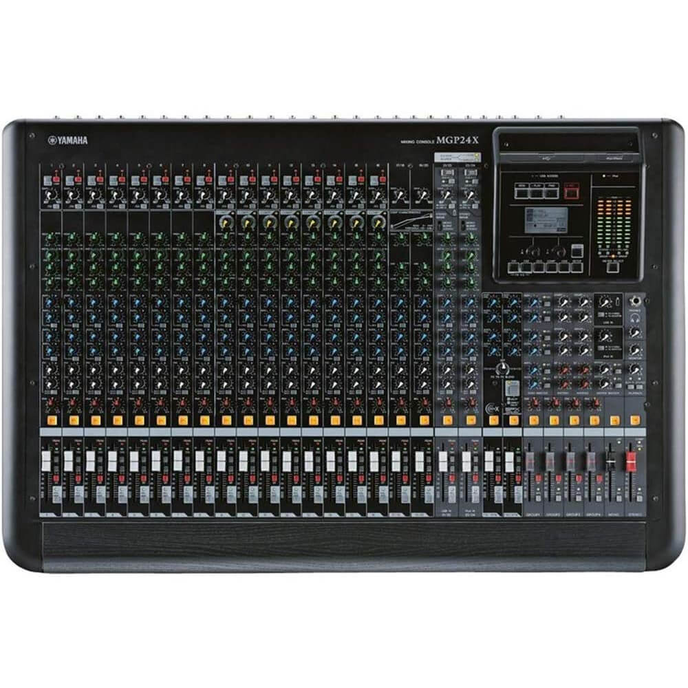 Yamaha MGP24X 24-Channel Premium Mixing Console Bundle with 4 x 15ft XLR Cables and On-Ear Stereo Headphones