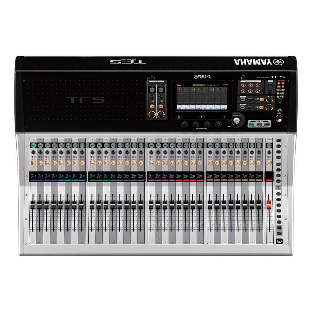 Yamaha TF5 32-Channel Digital Mixer Bundle with Yamaha TF5-COVER, 4 x 20-FT XLR Cables and 1 x Dynamic Microphones 3-Pack