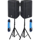 Yamaha DBR12 12-Inch 2-Way 1000-Watt Powered Speaker Pair Bundle with Pair of Height Adjustable Tripod Speaker Stands, and 2 x 15ft XLR Cables